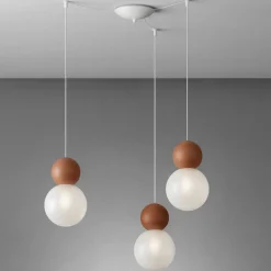 Lampadari Moderni-Top Light lampadario cottage 3 luci decentrate sfere terra rossa