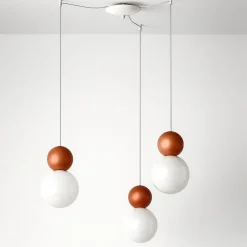 Lampadari Moderni-Top Light lampadario cottage 3 luci decentrate sfere terra rossa