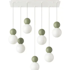 Lampadari Cucina-Top Light lampadario da cucina cottage 7 luci verdi sfere vetro bianco