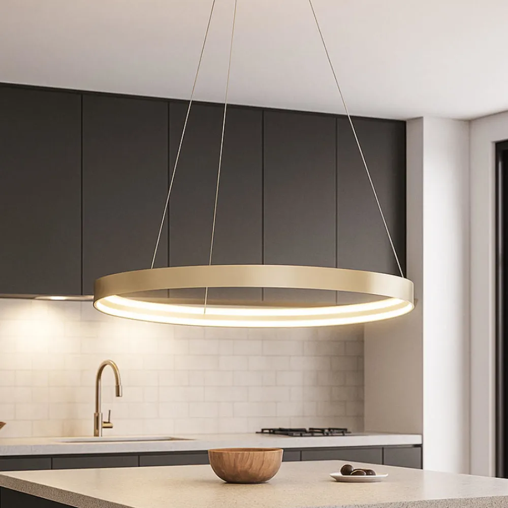 Lampadari Cucina-Top Light lampadario da cucina malika anello oro champagne led 56w cct