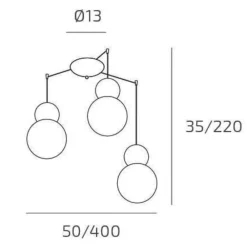 Lampadari Moderni-Top Light lampadario 3 luci cottage decentrate sfere blu
