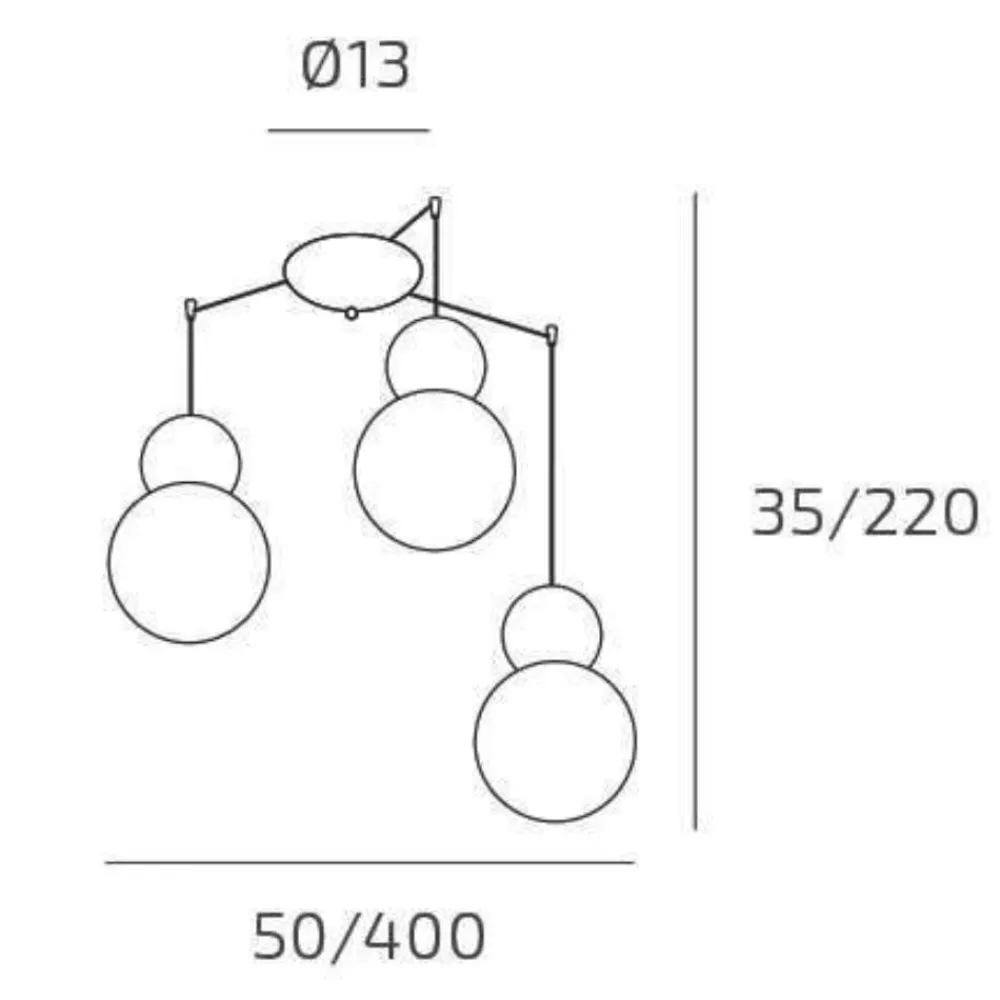 Lampadari Moderni-Top Light lampadario 3 luci cottage decentrate sfere blu