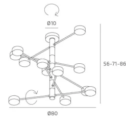 Lampadari Moderni-Top Light lampadario 12 luci orientabili sabbia moderno per soggiorno octopus