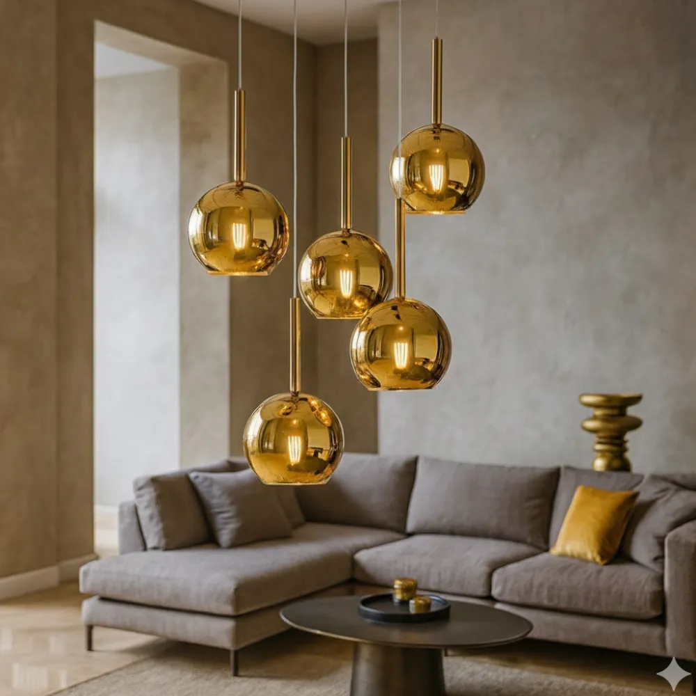 Lampadari Moderni-Top Light lampadario moderno per soggiorno vetri oro