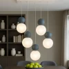 Lampadari Moderni-Top Light lampadario moderno a 5 luci per tavolo da pranzo sfere blu