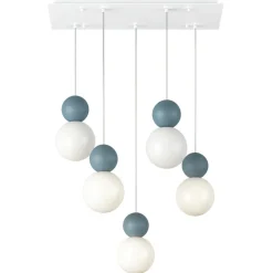 Lampadari Moderni-Top Light lampadario moderno a 5 luci per tavolo da pranzo sfere blu