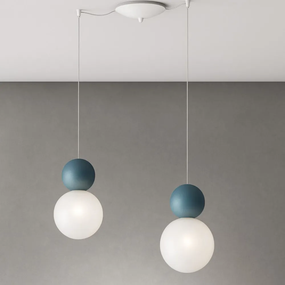 Lampadari Moderni-Top Light lampadario moderno cottage due luci decentrate sfere blu