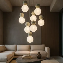 Lampadari Moderni-Top Light lampadario moderno cottage 8 sfere verdi per soggiorno