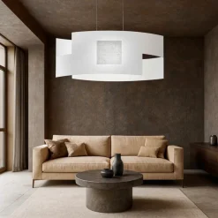 Lampadari Moderni-Top Light lampadario moderno vetri bianchi placca decoro argento