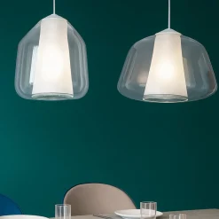 Lampadari Moderni-Top Light lampadario moderno bianco per soggiorno due vetri trasparenti