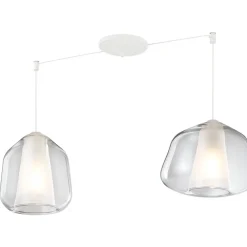 Lampadari Moderni-Top Light lampadario moderno bianco per soggiorno due vetri trasparenti