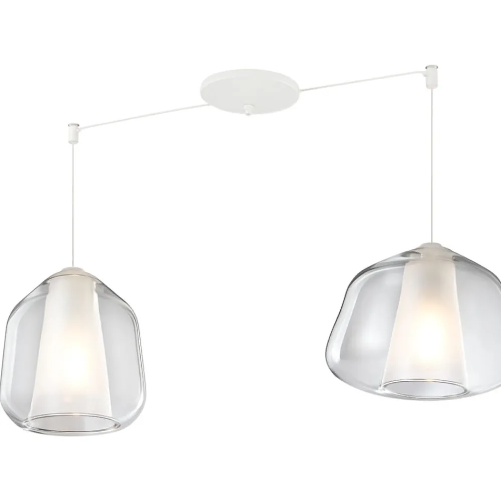 Lampadari Moderni-Top Light lampadario moderno bianco per soggiorno due vetri trasparenti