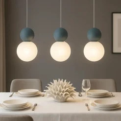 Lampadari Moderni-Top Light lampadario moderno a tre luci cottage blu sfere vetro bianco per soggiorno