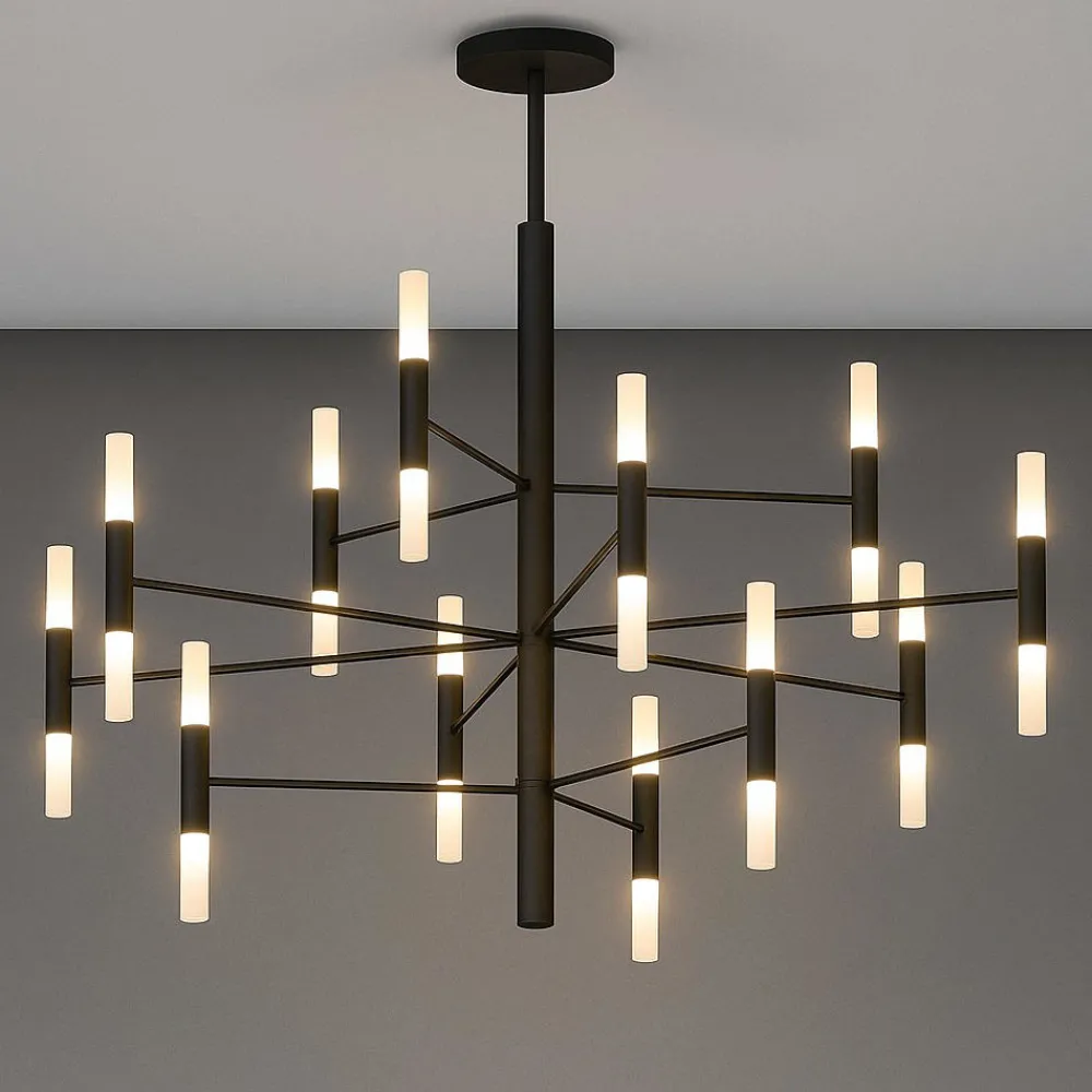 Lampadari Moderni-Top Light lampadario nero space 12 bracci design moderno