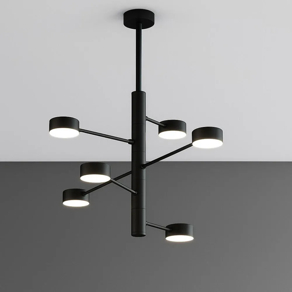 Lampadari Moderni-Top Light lampadario octopus nero 6 luci orientabili moderno