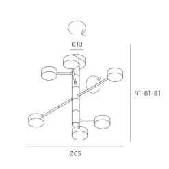 Lampadari Moderni-Top Light lampadario octopus nero 6 luci orientabili moderno