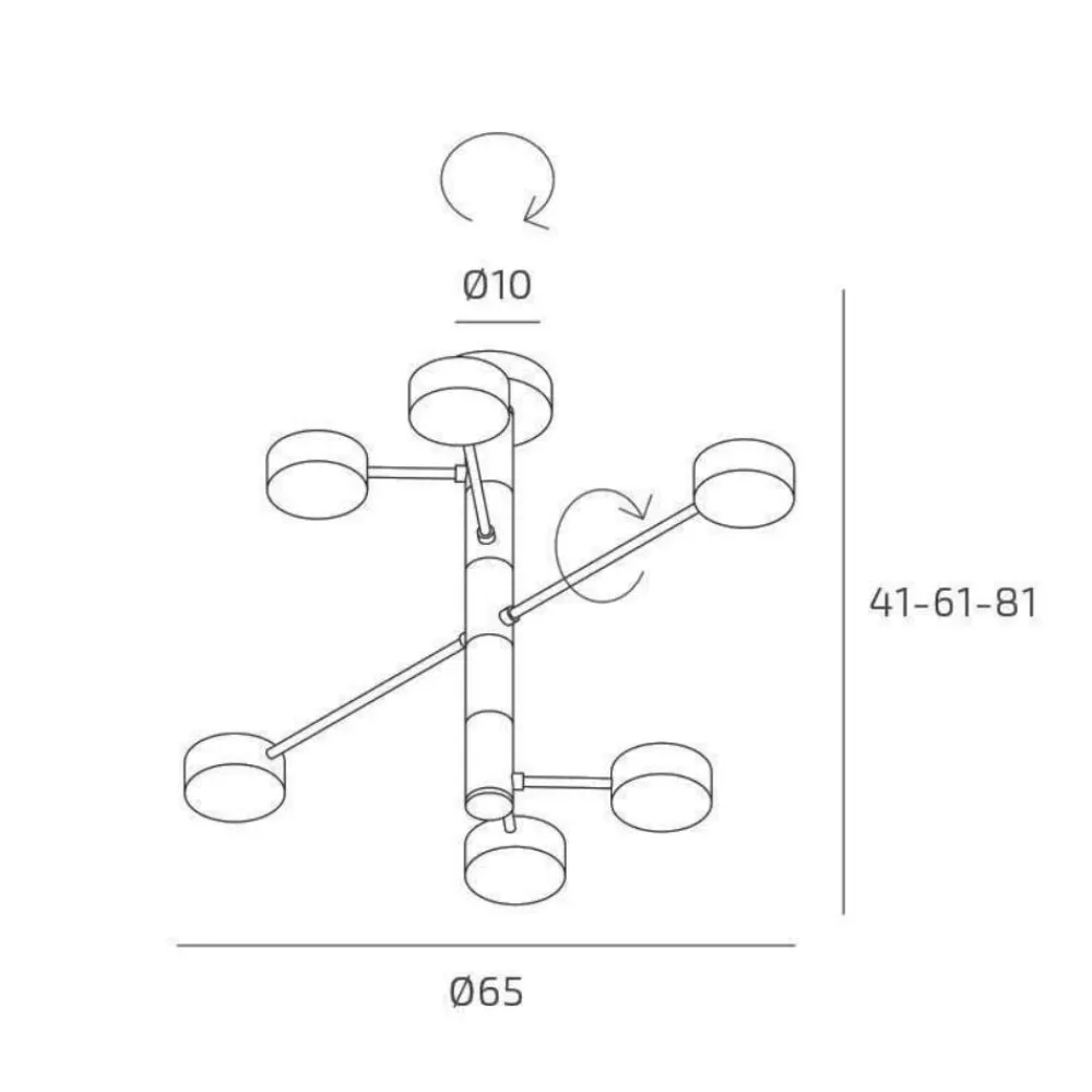 Lampadari Moderni-Top Light lampadario octopus nero 6 luci orientabili moderno