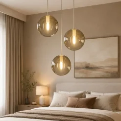 Lampadario Camera Da Letto-Top Light Toplight lampadario per camera da letto vetri sfere ambra