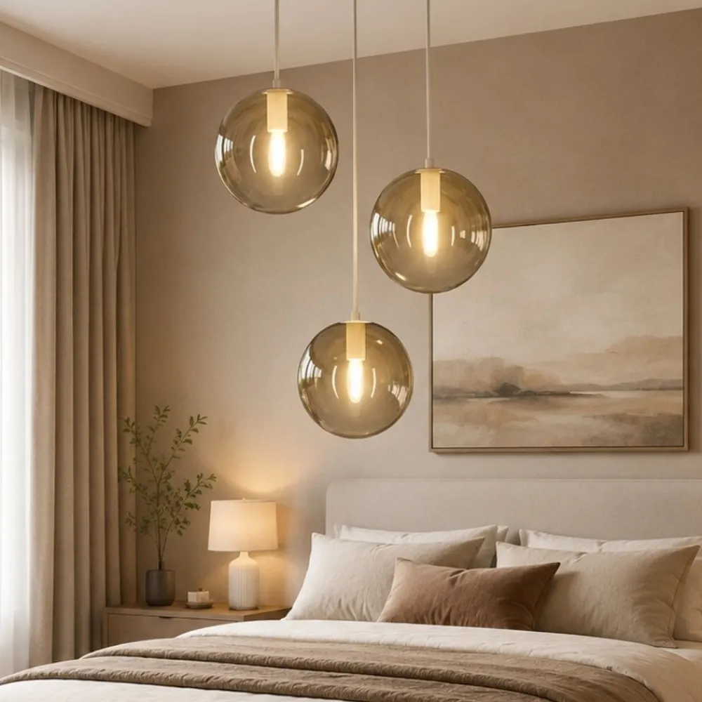 Lampadario Camera Da Letto-Top Light Toplight lampadario per camera da letto vetri sfere ambra
