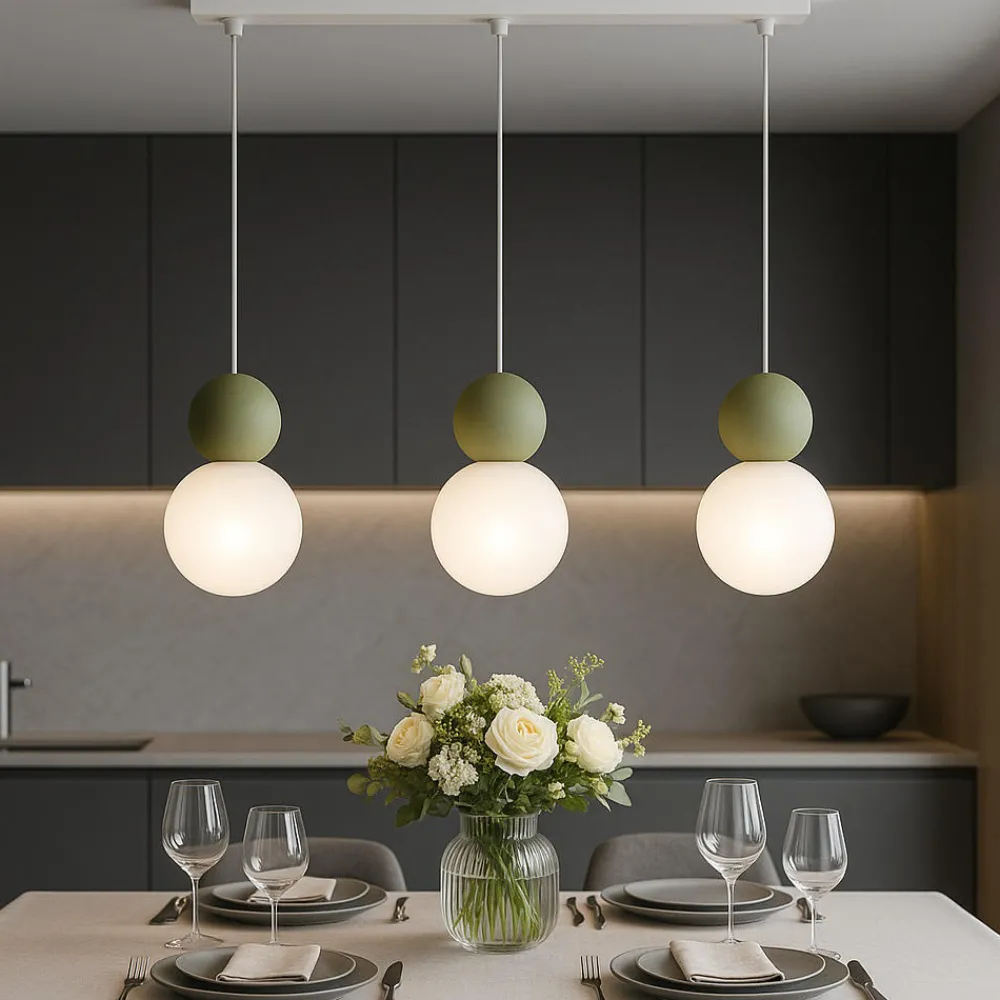 Lampadari Cucina-Top Light lampadario per tavolo cucina cucina cottage 3 luci sfere verdi