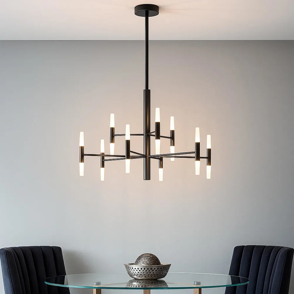 Lampadari Moderni-Top Light lampadario space nero design moderno per soggiorno