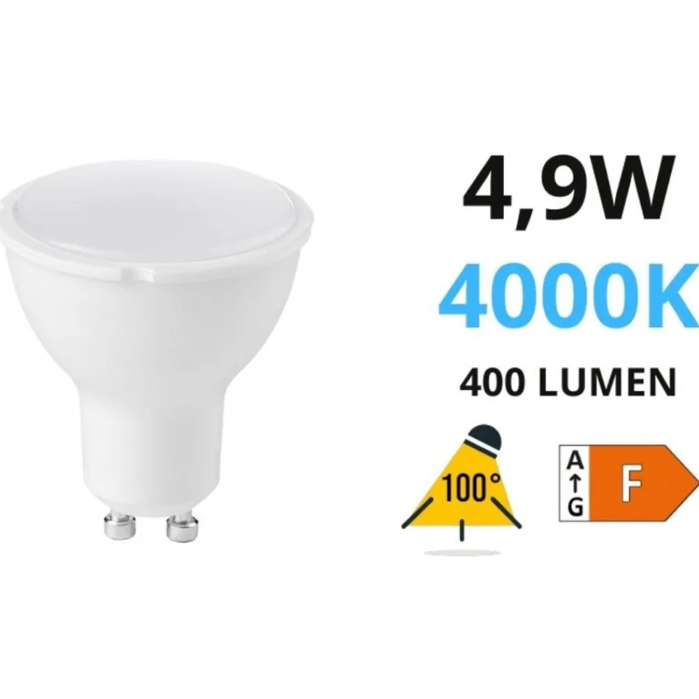 Lampadine Led-Top Light Toplight lampadina led gu10 5w 4000k 400lm ottica 100