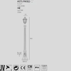 Lampioni Da Giardino-Top Light lampione alto da giardino asti bianco 182 cm ip65