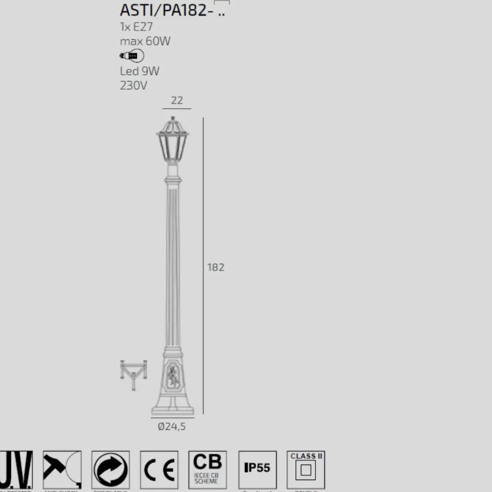 Lampioni Da Giardino-Top Light lampione alto da giardino asti bianco 182 cm ip65