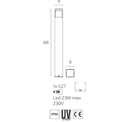 Lampioni Da Giardino-Top Light lampione york da giardino 80cm moderno antracite
