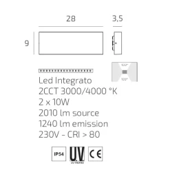 Applique Da Esterno-Top Light lima applique corten da esterno biemissione luce ip54