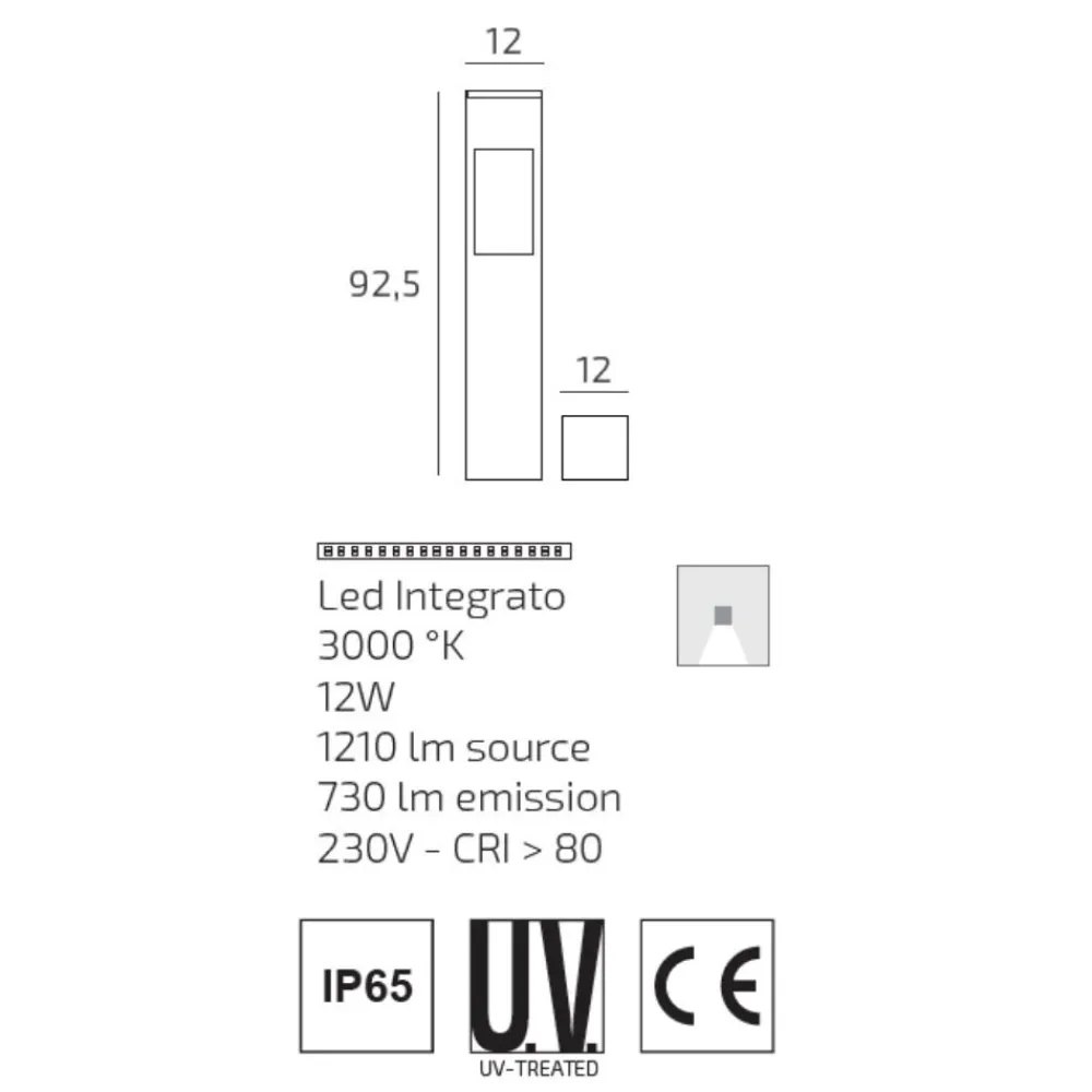 Lampioni Da Giardino-Top Light lisbona lampione da giardino moderno antracite led 12w 3000k ip65