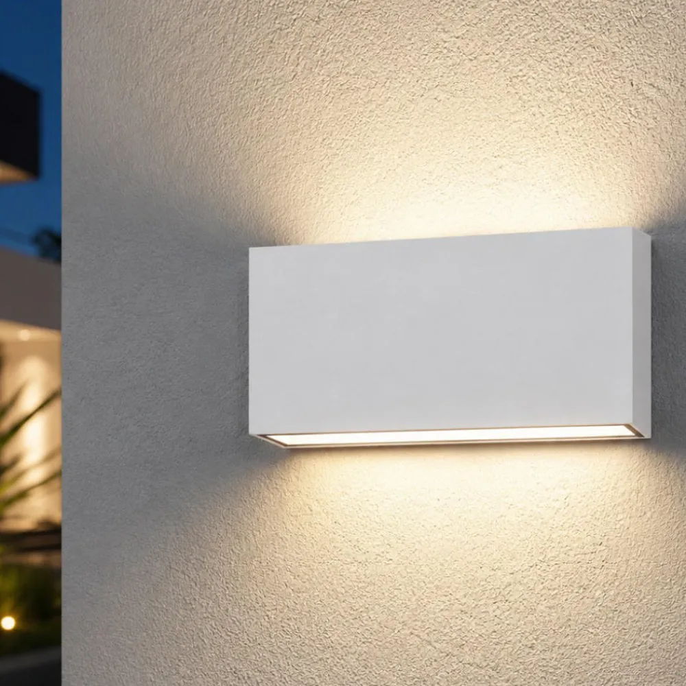 Applique Da Esterno-Top Light madrid applique rettangolare per esterno bianca led 10w cct ip65