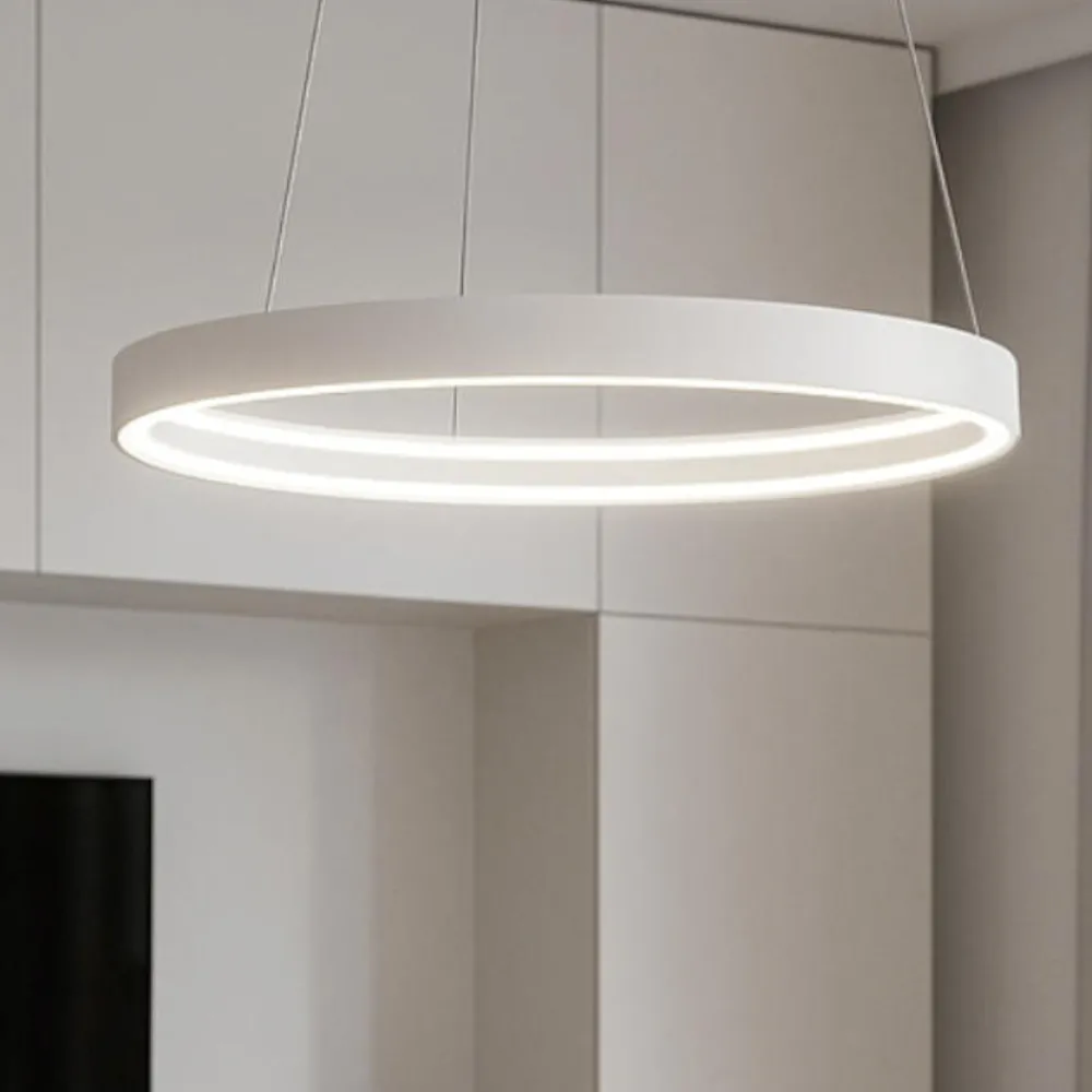 Lampadari Moderni-Top Light malika lampadario anello bianco moderno led 42w cct per soggiorno