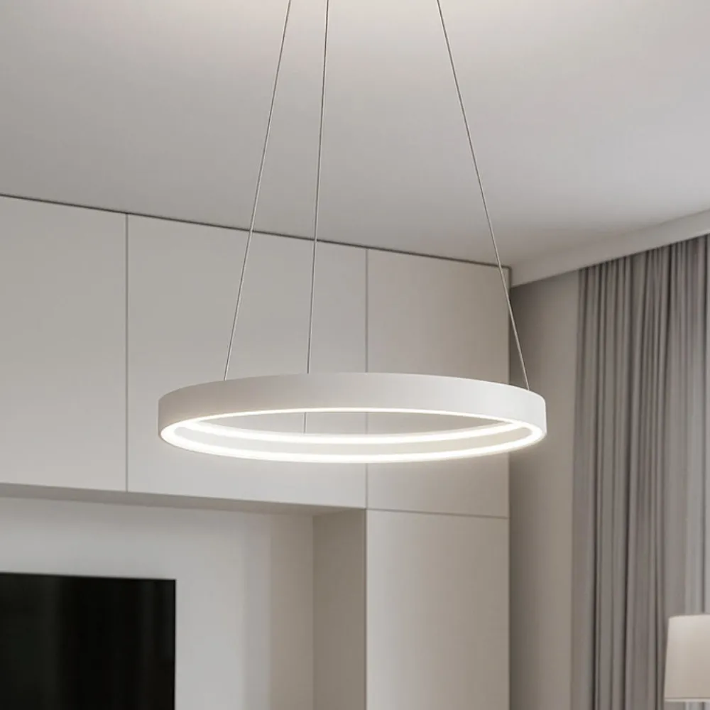 Lampadari Moderni-Top Light malika lampadario anello bianco moderno led 42w cct per soggiorno