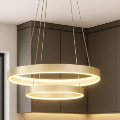 Lampadari Moderni-Top Light malika lampadario da cucina oro champagne doppio anello led 70w cct
