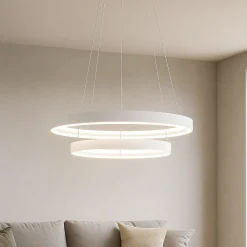 Lampadari Moderni-Top Light malika lampadario moderno bianco design doppio anello led 70w cct
