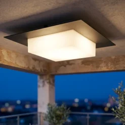 Plafoniere Da Esterno-Top Light miami nera plafoniera per esterni quadrata moderna