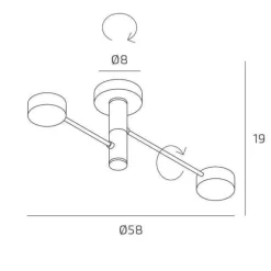 Plafoniere Moderne-Top Light octopus sabbia plafoniera da soffitto moderna due luci orientabili
