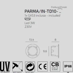 Segnapasso Led-Top Light parma segnapasso da incasso parete per esterno bianco rotondo anti corrosione ip66