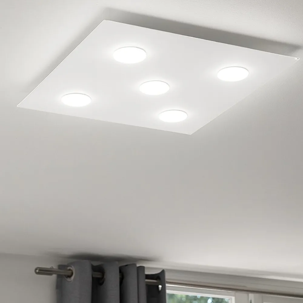 Plafoniere Moderne-Top Light path plafoniera quadrata vetro bianco