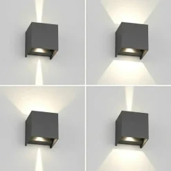 Applique Da Esterno-Top Light perth applique da esterno antracite led cct cubo moderno ip65