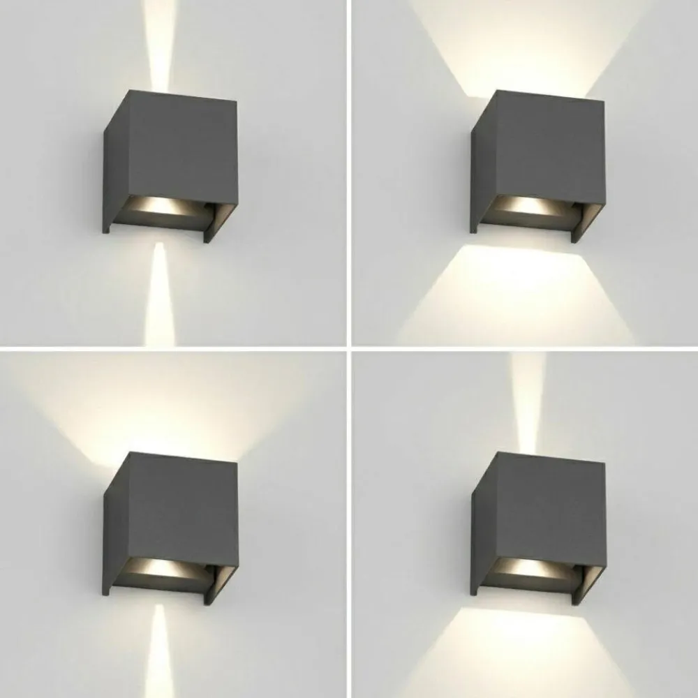 Applique Da Esterno-Top Light perth applique da esterno antracite led cct cubo moderno ip65