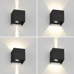 Applique Da Esterno-Top Light perth nera applique da esterno cubo led orientabile cct ip65