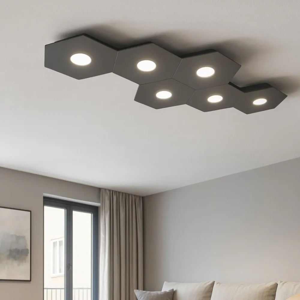 Plafoniere Moderne-Top Light plafoniera antracite esagonale moderna