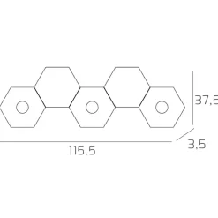 Plafoniere Moderne-Top Light Toplight plafoniera hexagon 3 luci led + 2 placche foglia argento