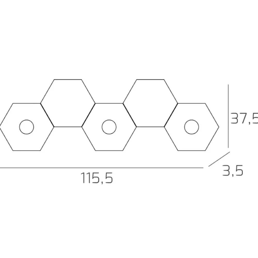 Plafoniere Moderne-Top Light Toplight plafoniera hexagon 3 luci led + 2 placche foglia argento