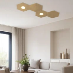 Plafoniere Moderne-Top Light plafoniera led componibile 2 luci + 2 placche foglia oro