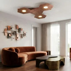 Plafoniere Moderne-Top Light Toplight plafoniera led componibile 3 luci + 1 piastra foglia rame
