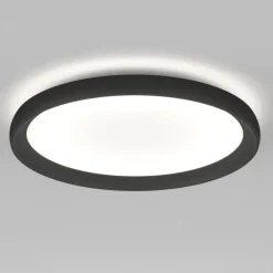 Plafoniere Moderne-Top Light plafoniera led plana rotonda nera 40cm biemissione luce 37w cct