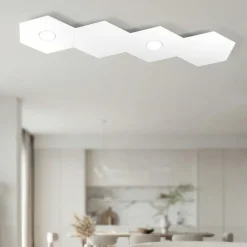 Plafoniere Moderne-Top Light Toplight plafoniera 2 luci esagonale bianca moderna